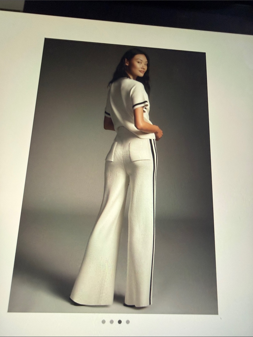 Maeve🤍🖤 Cream Wide-Leg Knit Drawstring Pants